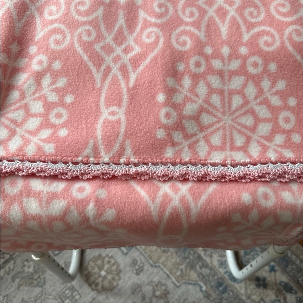 Pink and White Patterned Blanket